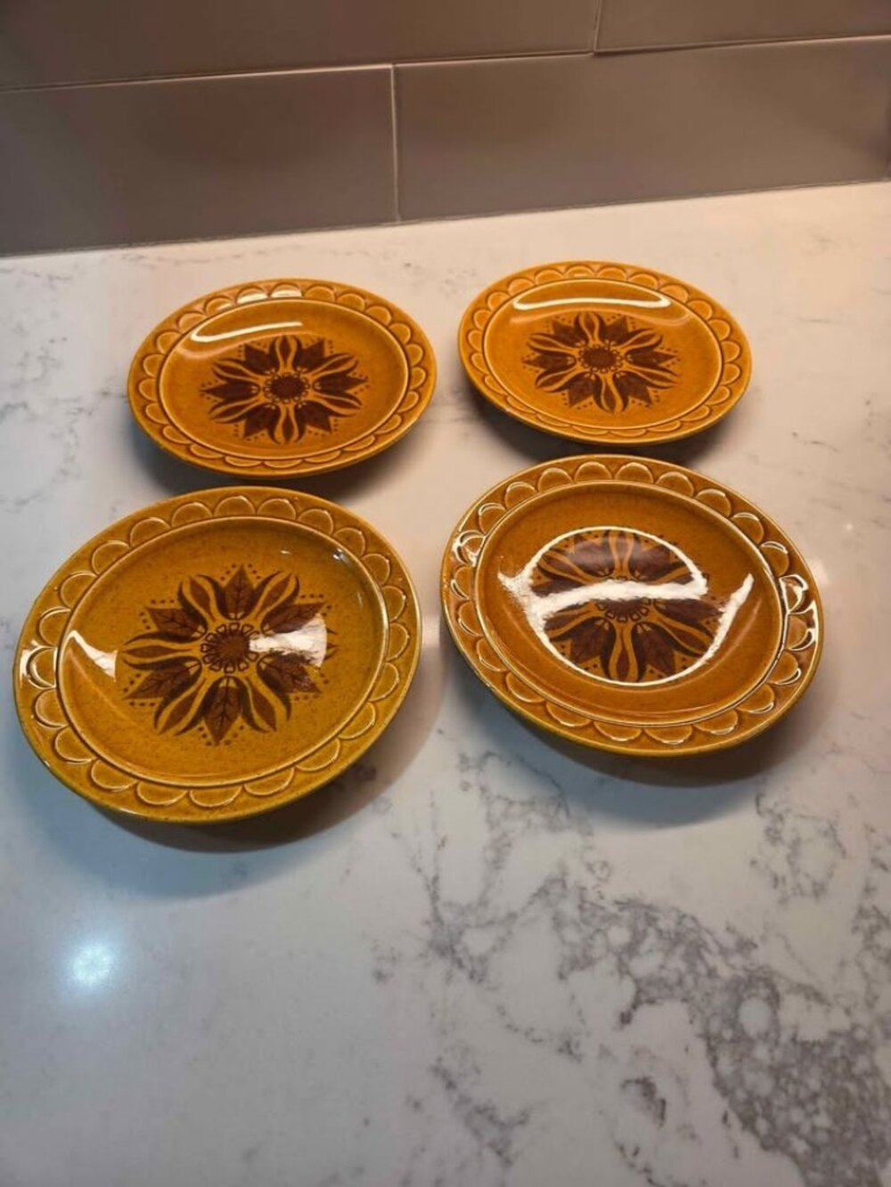 vintage Homer Laughlin Golden Harvest ceramic salad or bread plates 4 total